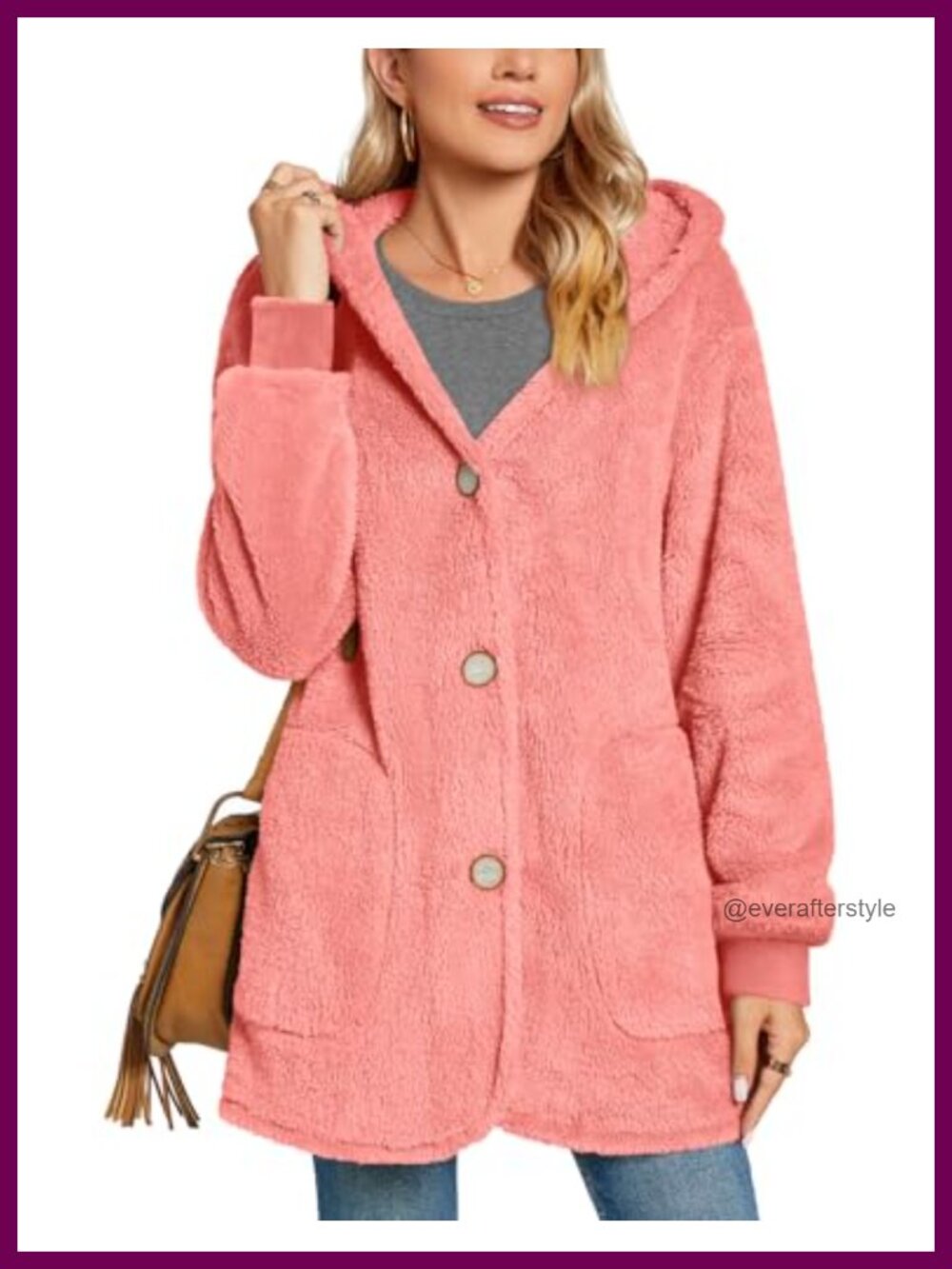 Fleece Hooded Cardigan Sweater with Pockets Fuzzy Warm Coat